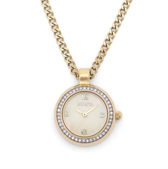 NIB Invicta 49932 Mini Angel Gold Necklace Watch with Crystal Accents - Picture 1 of 5